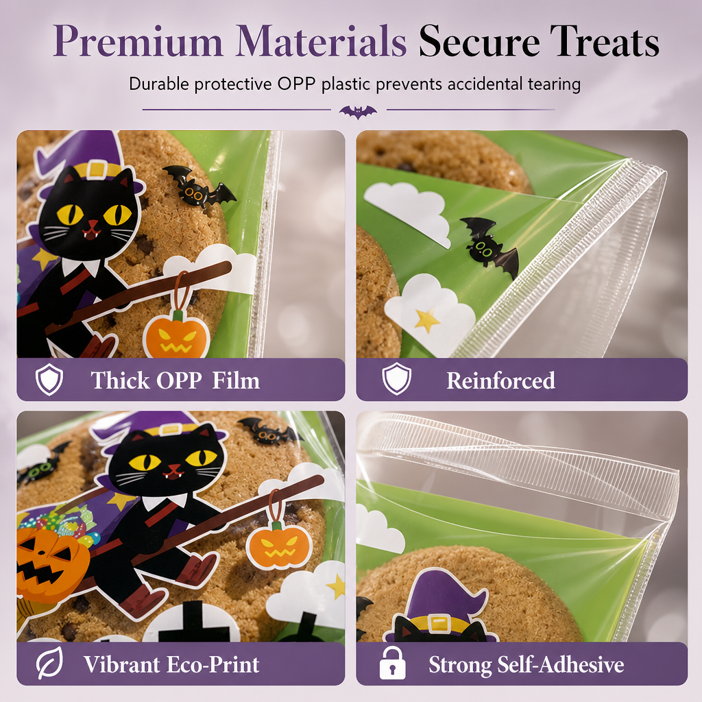🥳2026 HOT SALE🥳💞50K+ SOLD! 🎃👻 LAST DAY SPECIAL £9.99! Halloween Self-Sealing Treat Bags – 100 pcs, airtight & moisture-proof. Keep cookies & candy fresh! 🍪✨