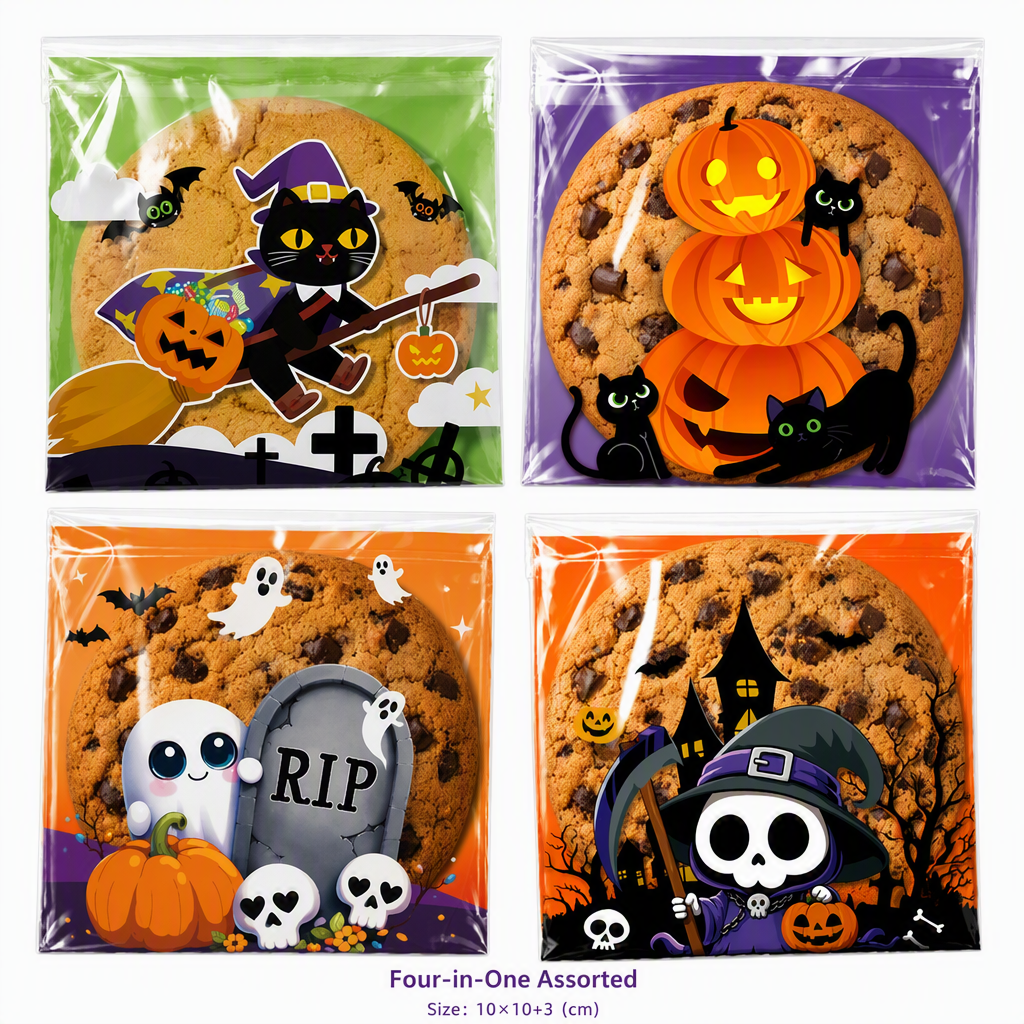 🥳2026 HOT SALE🥳💞50K+ SOLD! 🎃👻 LAST DAY SPECIAL £9.99! Halloween Self-Sealing Treat Bags – 100 pcs, airtight & moisture-proof. Keep cookies & candy fresh! 🍪✨