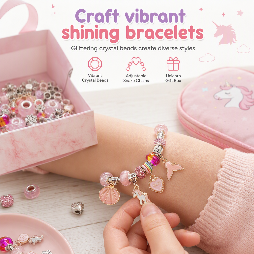 🥳2026 HOT SALE🥳💞50K+ SOLD! 🎄✨ 50% OFF! Kids DIY Charm Bracelet Making Kit – colorful beads & pendants, no tools needed. Screen-free creativity for kids! 👧💚