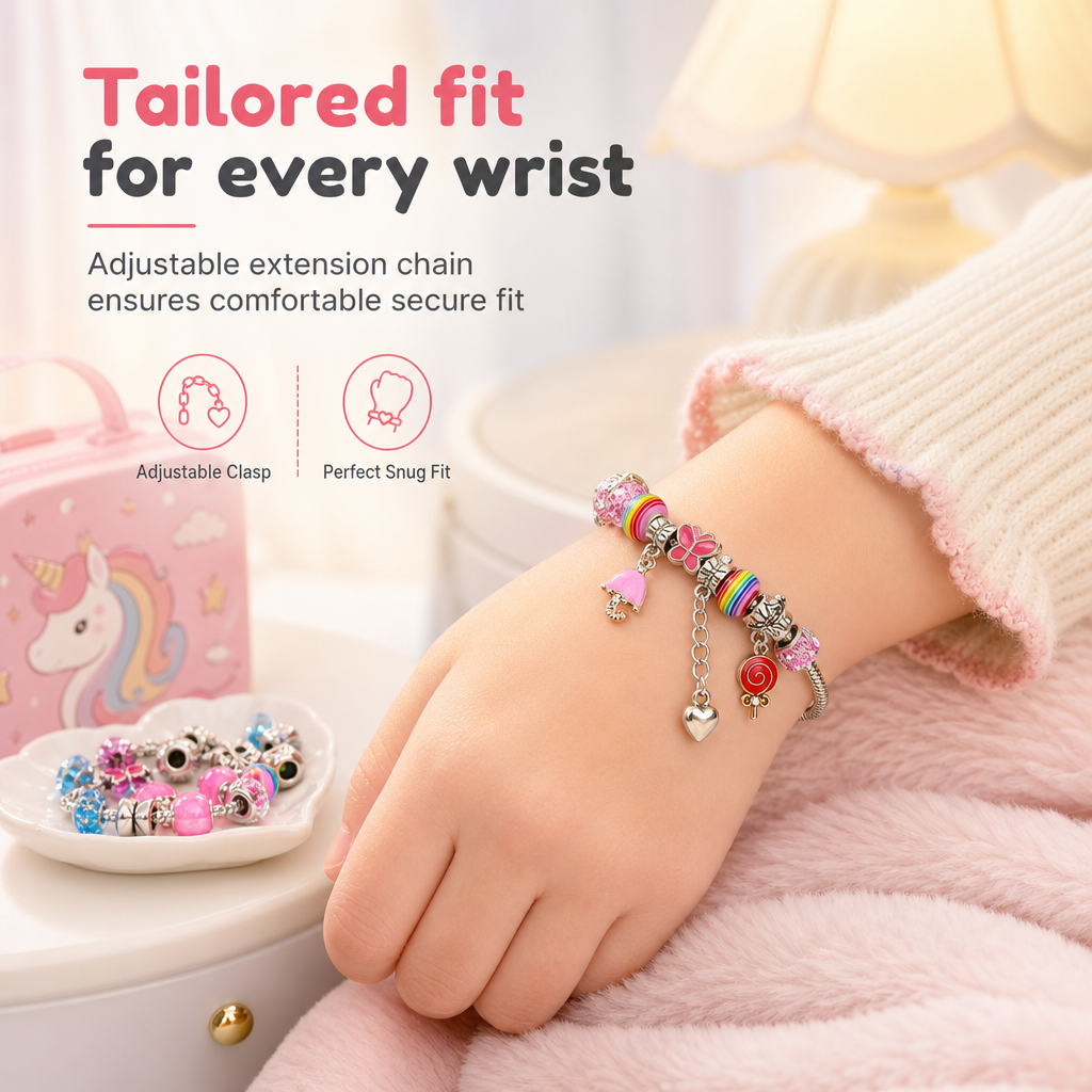 🥳2026 HOT SALE🥳💞50K+ SOLD! 🎄✨ 50% OFF! Kids DIY Charm Bracelet Making Kit – colorful beads & pendants, no tools needed. Screen-free creativity for kids! 👧💚