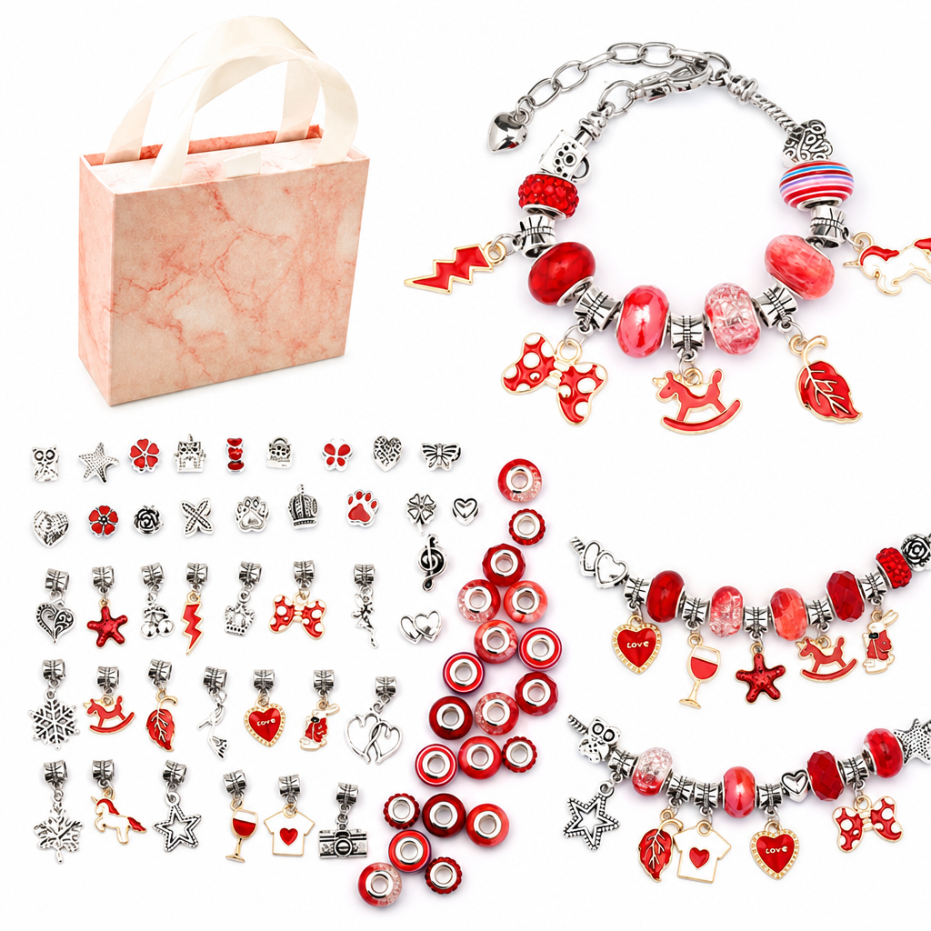 🥳2026 HOT SALE🥳💞50K+ SOLD! 🎄✨ 50% OFF! Kids DIY Charm Bracelet Making Kit – colorful beads & pendants, no tools needed. Screen-free creativity for kids! 👧💚