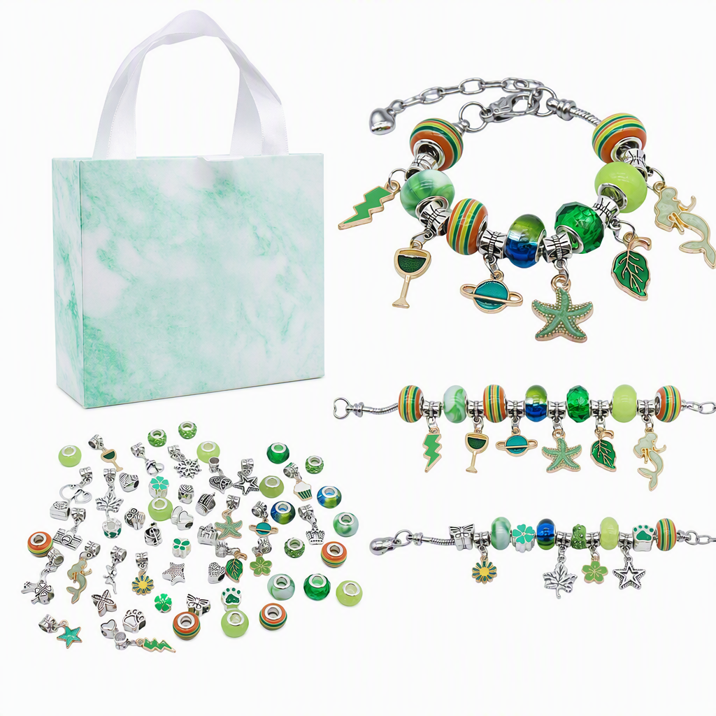 🥳2026 HOT SALE🥳💞50K+ SOLD! 🎄✨ 50% OFF! Kids DIY Charm Bracelet Making Kit – colorful beads & pendants, no tools needed. Screen-free creativity for kids! 👧💚