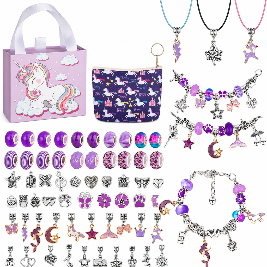 🥳2026 HOT SALE🥳💞50K+ SOLD! 🎄✨ 50% OFF! Kids DIY Charm Bracelet Making Kit – colorful beads & pendants, no tools needed. Screen-free creativity for kids! 👧💚