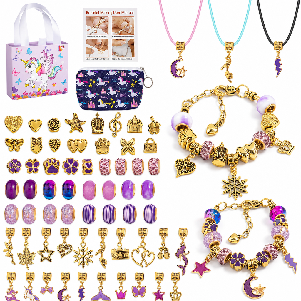 🥳2026 HOT SALE🥳💞50K+ SOLD! 🎄✨ 50% OFF! Kids DIY Charm Bracelet Making Kit – colorful beads & pendants, no tools needed. Screen-free creativity for kids! 👧💚