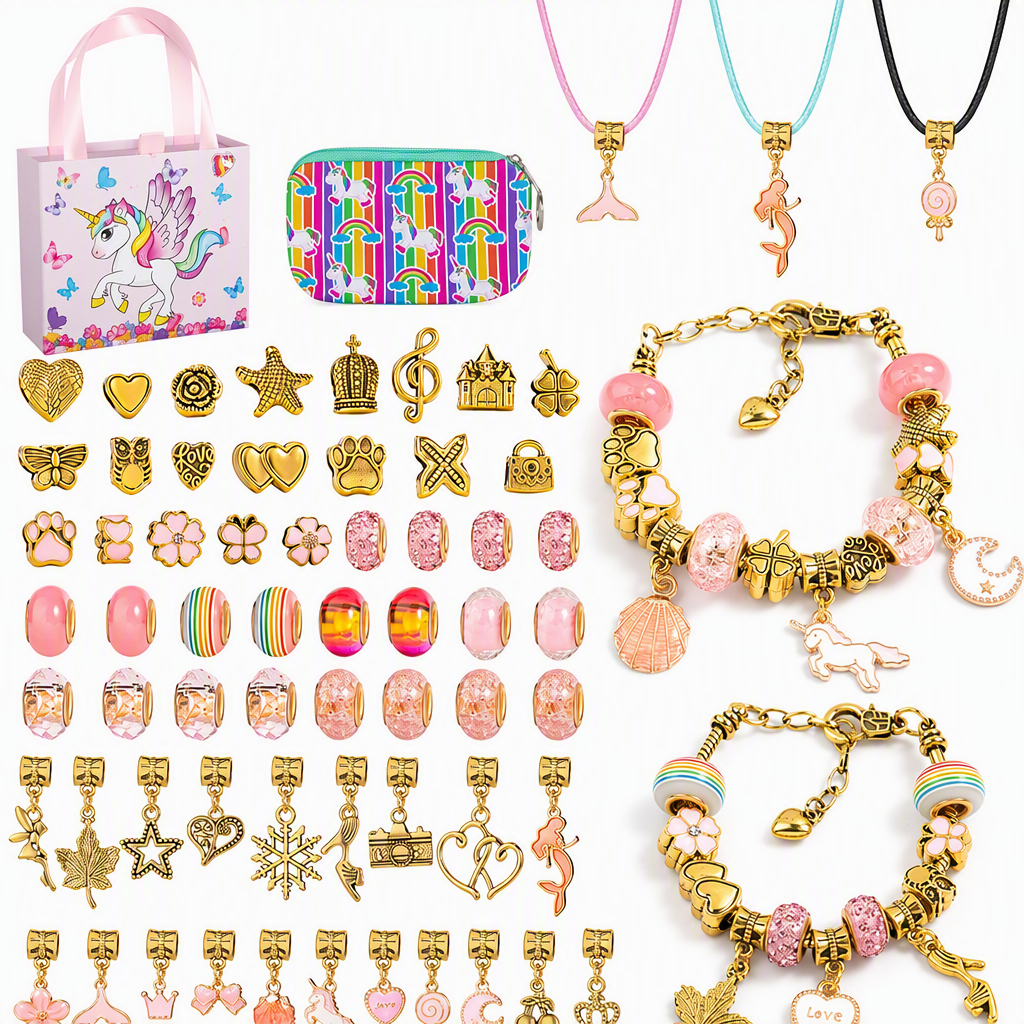 🥳2026 HOT SALE🥳💞50K+ SOLD! 🎄✨ 50% OFF! Kids DIY Charm Bracelet Making Kit – colorful beads & pendants, no tools needed. Screen-free creativity for kids! 👧💚