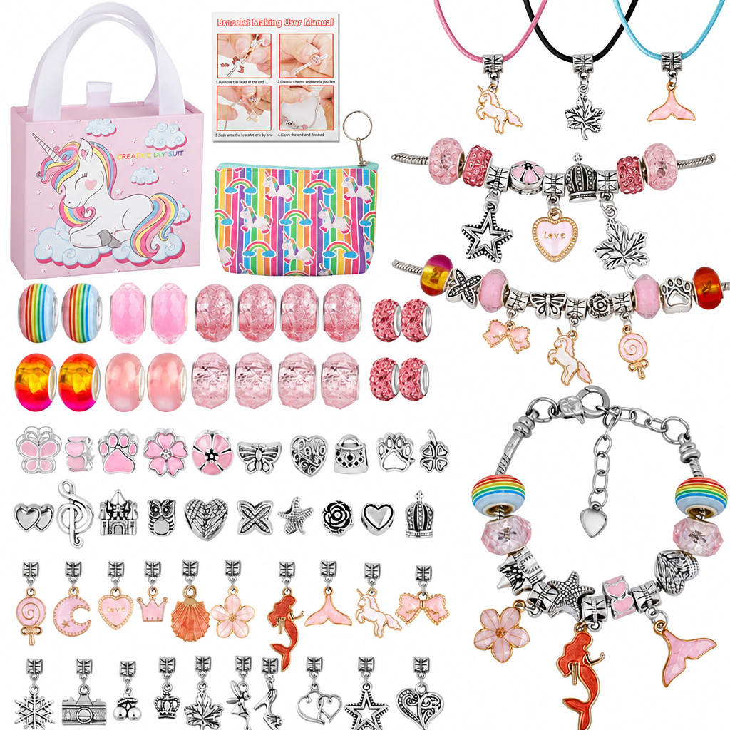🥳2026 HOT SALE🥳💞50K+ SOLD! 🎄✨ 50% OFF! Kids DIY Charm Bracelet Making Kit – colorful beads & pendants, no tools needed. Screen-free creativity for kids! 👧💚