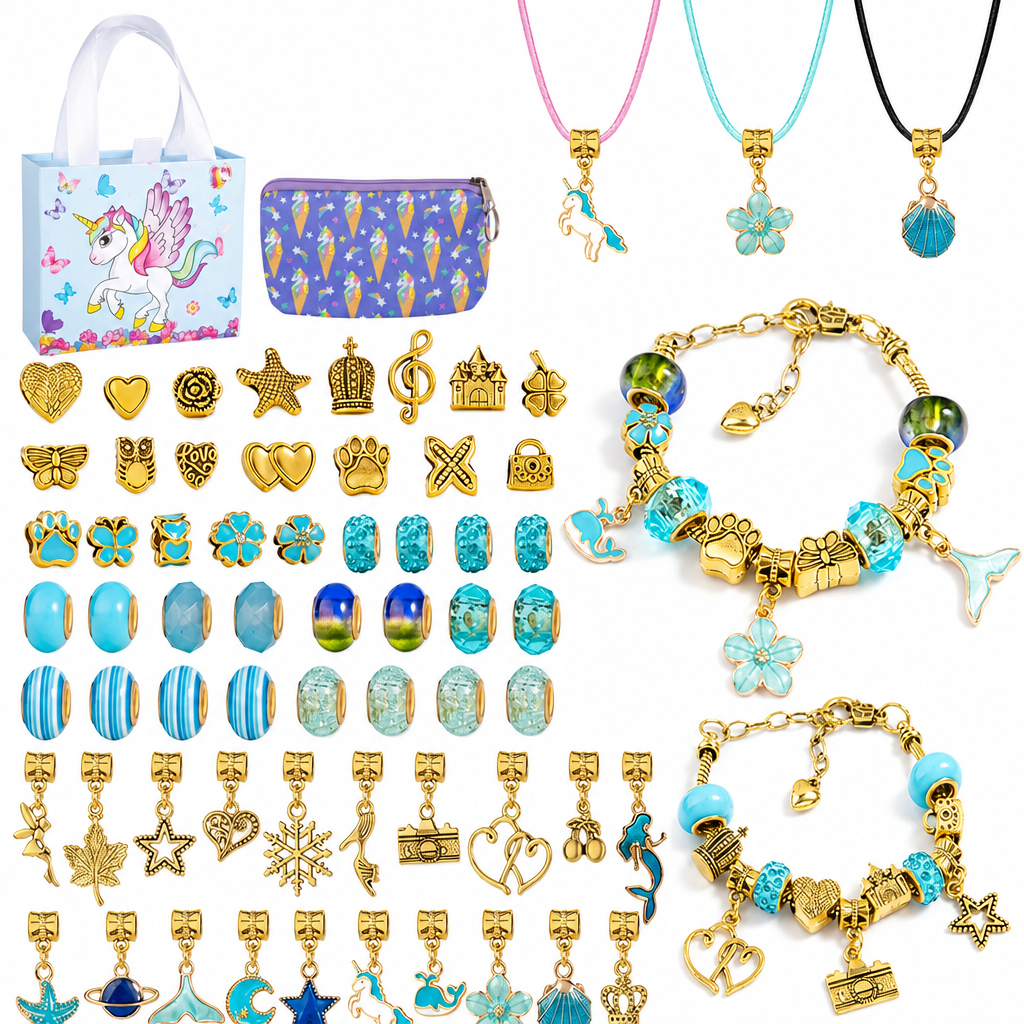🥳2026 HOT SALE🥳💞50K+ SOLD! 🎄✨ 50% OFF! Kids DIY Charm Bracelet Making Kit – colorful beads & pendants, no tools needed. Screen-free creativity for kids! 👧💚