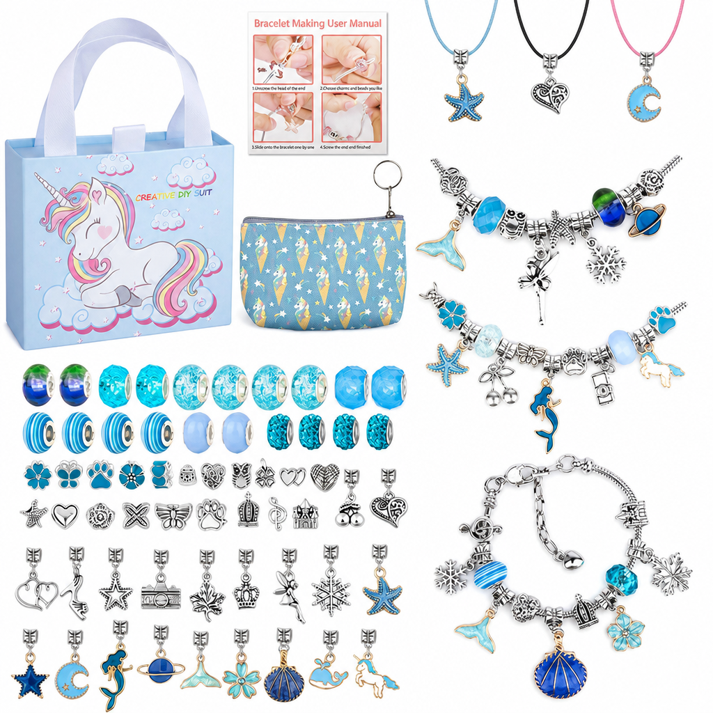 🥳2026 HOT SALE🥳💞50K+ SOLD! 🎄✨ 50% OFF! Kids DIY Charm Bracelet Making Kit – colorful beads & pendants, no tools needed. Screen-free creativity for kids! 👧💚