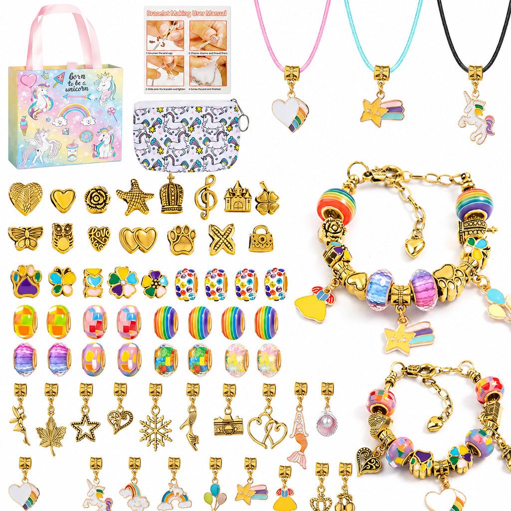 🥳2026 HOT SALE🥳💞50K+ SOLD! 🎄✨ 50% OFF! Kids DIY Charm Bracelet Making Kit – colorful beads & pendants, no tools needed. Screen-free creativity for kids! 👧💚