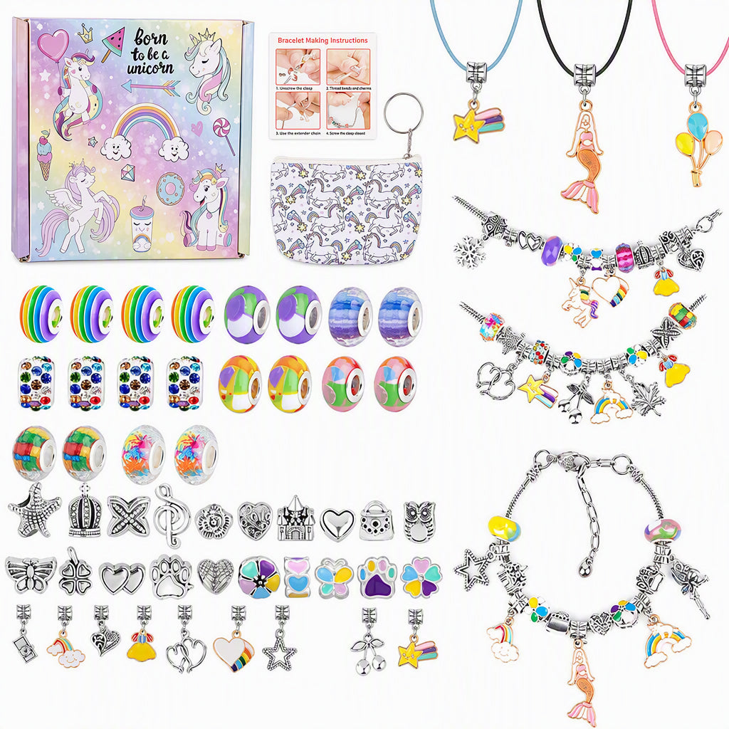 🥳2026 HOT SALE🥳💞50K+ SOLD! 🎄✨ 50% OFF! Kids DIY Charm Bracelet Making Kit – colorful beads & pendants, no tools needed. Screen-free creativity for kids! 👧💚