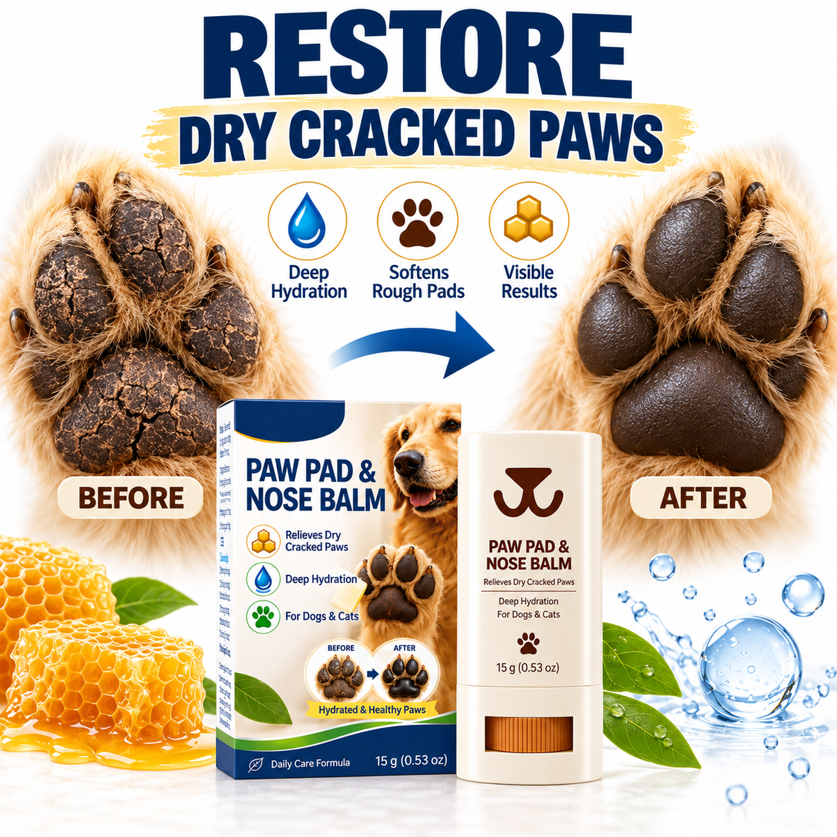 🥳2026 HOT SALE🥳💞50K+ SOLD! 🐾✨ 50% OFF! Paw Pad Balm – beeswax formula moisturizes & repairs dry paws & noses. Easy roll-up stick for dogs & cats. Gentle daily care! 🐶💚