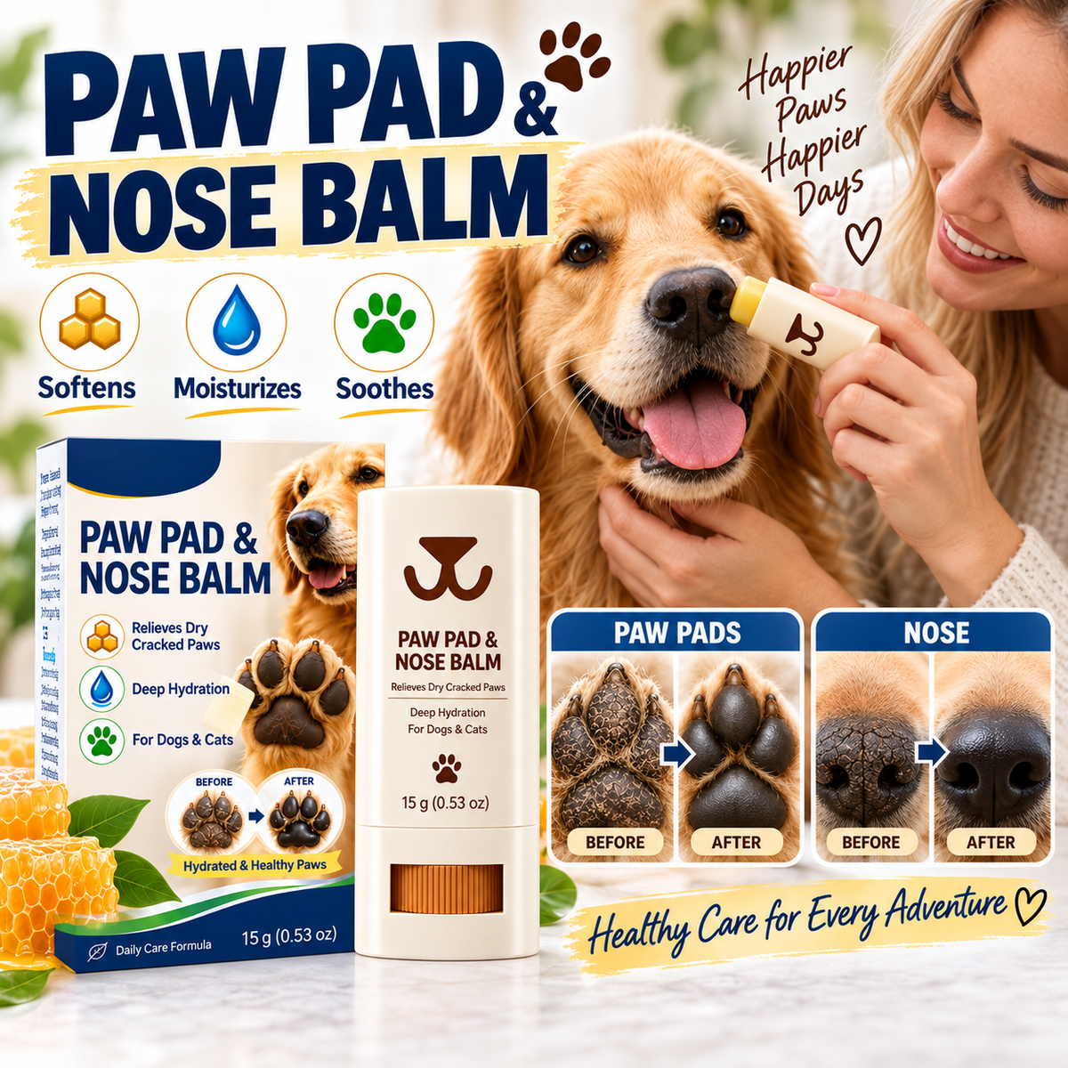 🥳2026 HOT SALE🥳💞50K+ SOLD! 🐾✨ 50% OFF! Paw Pad Balm – beeswax formula moisturizes & repairs dry paws & noses. Easy roll-up stick for dogs & cats. Gentle daily care! 🐶💚