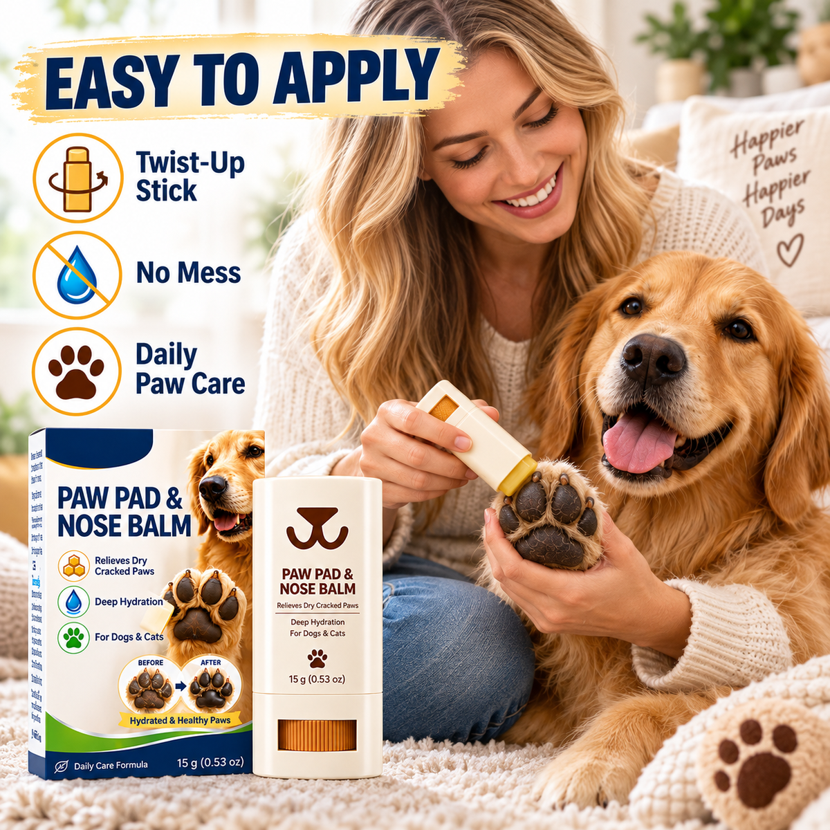 🥳2026 HOT SALE🥳💞50K+ SOLD! 🐾✨ 50% OFF! Paw Pad Balm – beeswax formula moisturizes & repairs dry paws & noses. Easy roll-up stick for dogs & cats. Gentle daily care! 🐶💚