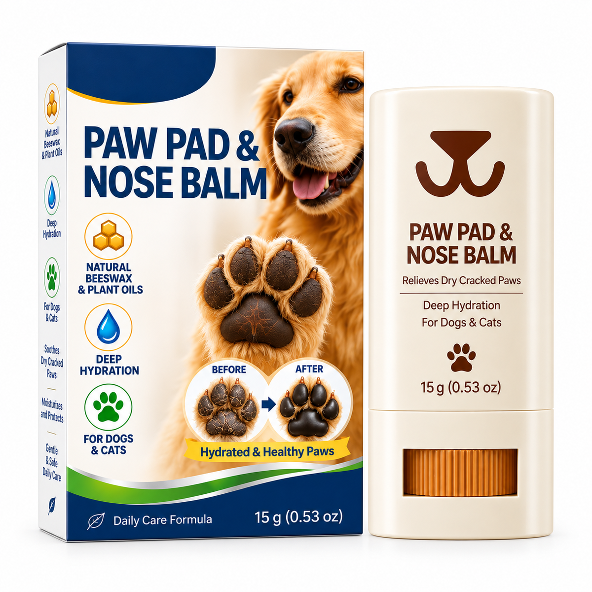 🥳2026 HOT SALE🥳💞50K+ SOLD! 🐾✨ 50% OFF! Paw Pad Balm – beeswax formula moisturizes & repairs dry paws & noses. Easy roll-up stick for dogs & cats. Gentle daily care! 🐶💚
