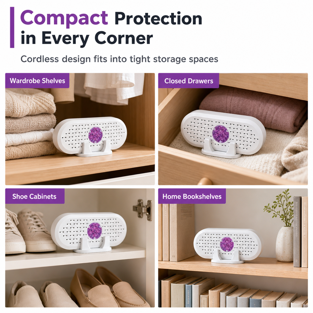 🥳2026 HOT SALE🥳💞50K+ SOLD! 🧺💧 50% OFF! Mini Reusable Dehumidifier – 360° air intake, visual indicator, USB rechargeable. Keeps wardrobes & bathrooms dry, no more musty smells! ✨✅