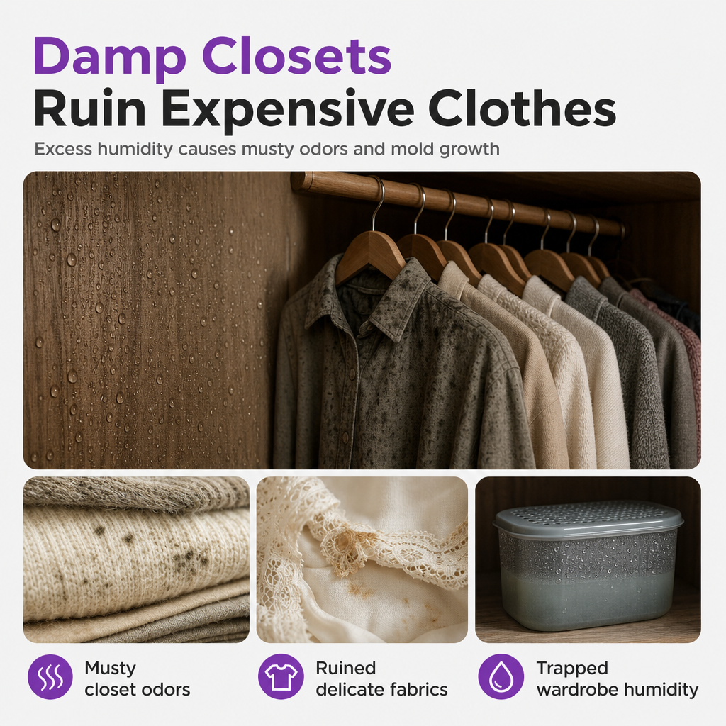 🥳2026 HOT SALE🥳💞50K+ SOLD! 🧺💧 50% OFF! Mini Reusable Dehumidifier – 360° air intake, visual indicator, USB rechargeable. Keeps wardrobes & bathrooms dry, no more musty smells! ✨✅
