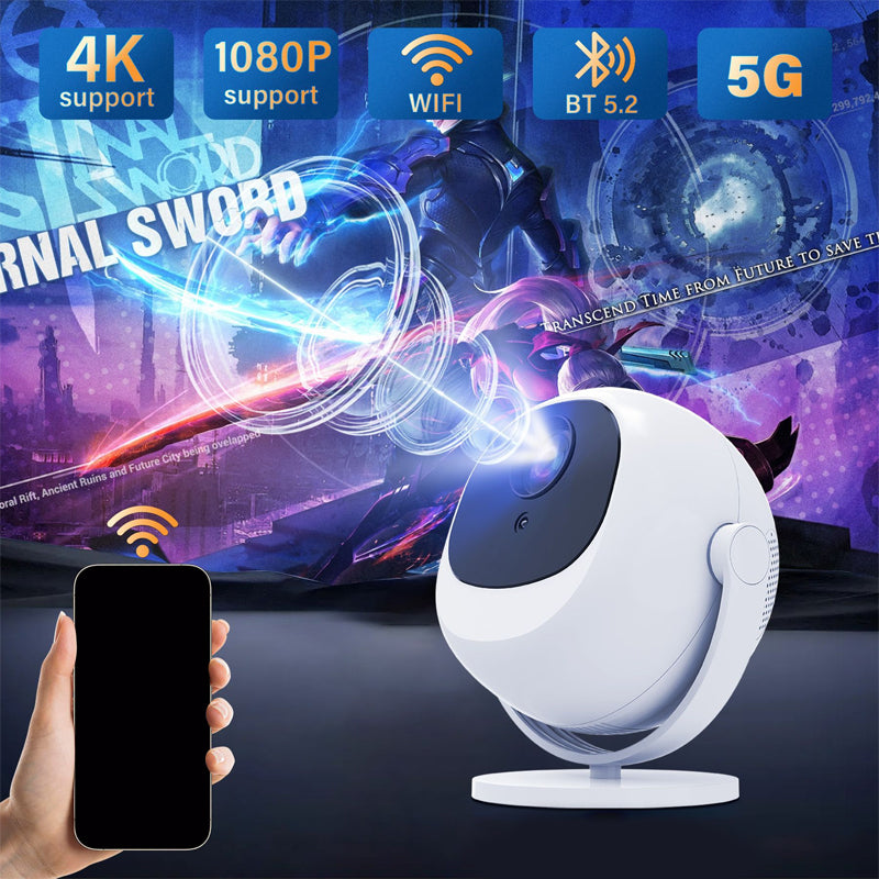🥳2026 HOT SALE🥳💞50K+ SOLD! 📽️✨ 50% OFF! 360° Portable Smart HD Projector – native 1080P, 4K support, WiFi 6, Bluetooth, built-in Hi-Fi speaker. Project anywhere! 🎬💪