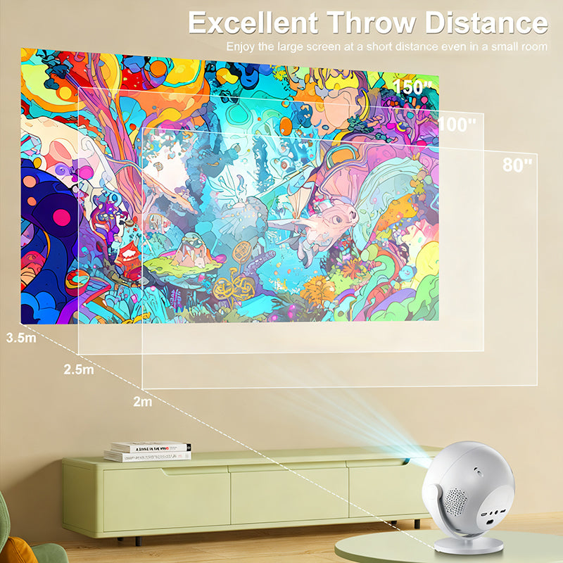 🥳2026 HOT SALE🥳💞50K+ SOLD! 📽️✨ 50% OFF! 360° Portable Smart HD Projector – native 1080P, 4K support, WiFi 6, Bluetooth, built-in Hi-Fi speaker. Project anywhere! 🎬💪