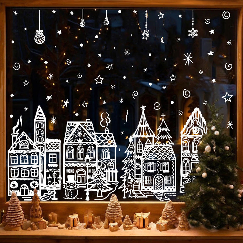 🥳2026 HOT SALE🥳💞50K+ SOLD! 🎄🪟 50% OFF! Christmas Village Window Cling Set – 78 pieces, static cling, no glue, reusable. Double-sided visible. Transform windows into a festive wonderland! ✨✅