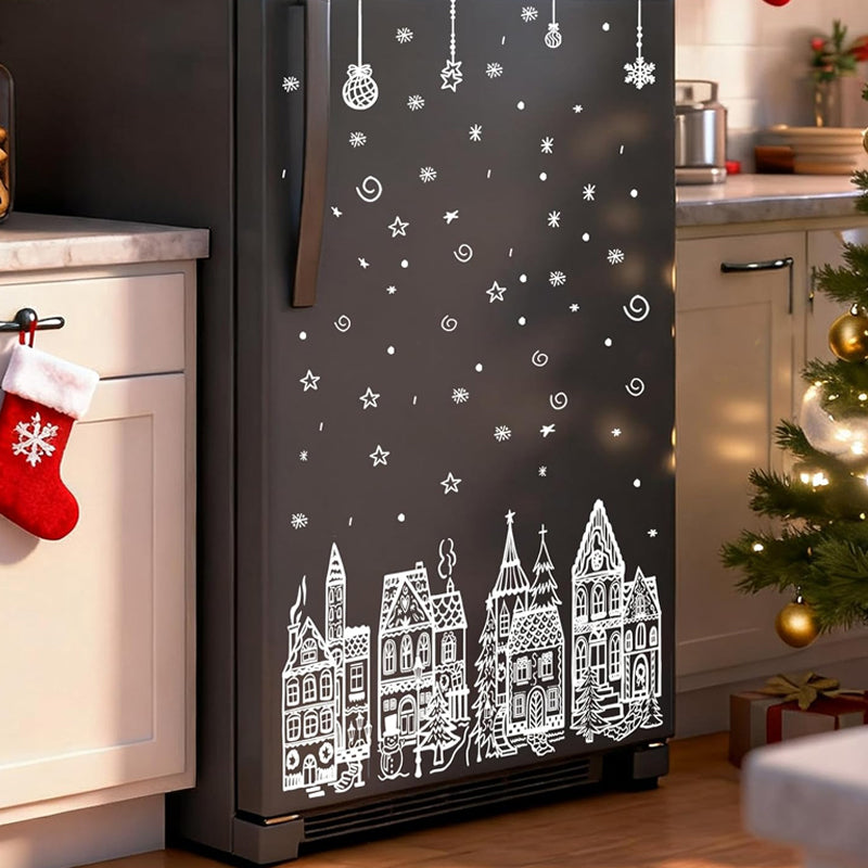 🥳2026 HOT SALE🥳💞50K+ SOLD! 🎄🪟 50% OFF! Christmas Village Window Cling Set – 78 pieces, static cling, no glue, reusable. Double-sided visible. Transform windows into a festive wonderland! ✨✅
