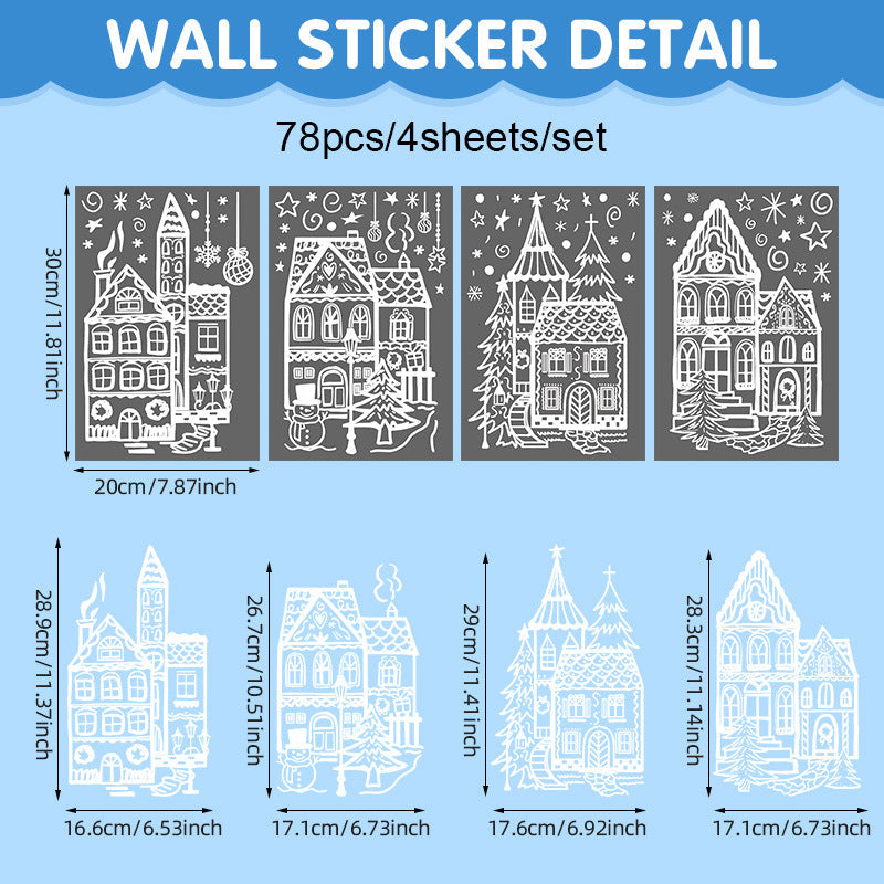 🥳2026 HOT SALE🥳💞50K+ SOLD! 🎄🪟 50% OFF! Christmas Village Window Cling Set – 78 pieces, static cling, no glue, reusable. Double-sided visible. Transform windows into a festive wonderland! ✨✅