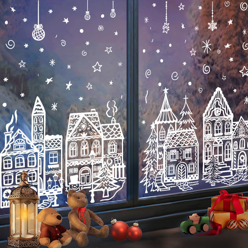 🥳2026 HOT SALE🥳💞50K+ SOLD! 🎄🪟 50% OFF! Christmas Village Window Cling Set – 78 pieces, static cling, no glue, reusable. Double-sided visible. Transform windows into a festive wonderland! ✨✅