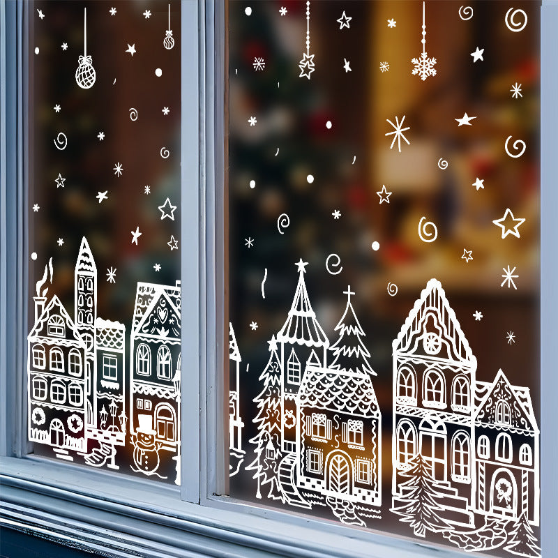 🥳2026 HOT SALE🥳💞50K+ SOLD! 🎄🪟 50% OFF! Christmas Village Window Cling Set – 78 pieces, static cling, no glue, reusable. Double-sided visible. Transform windows into a festive wonderland! ✨✅