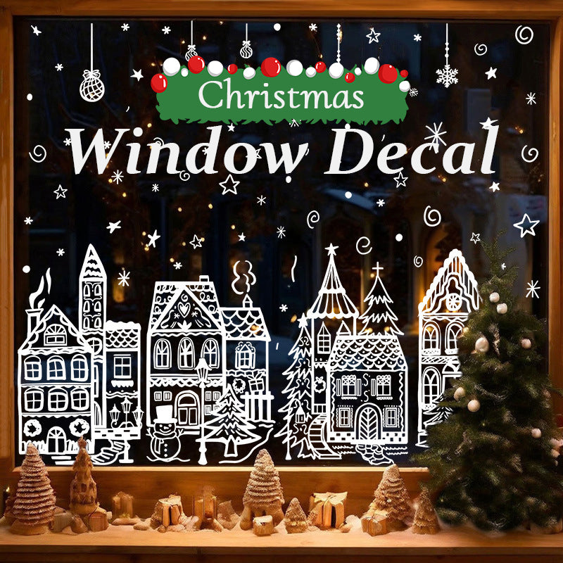 🥳2026 HOT SALE🥳💞50K+ SOLD! 🎄🪟 50% OFF! Christmas Village Window Cling Set – 78 pieces, static cling, no glue, reusable. Double-sided visible. Transform windows into a festive wonderland! ✨✅