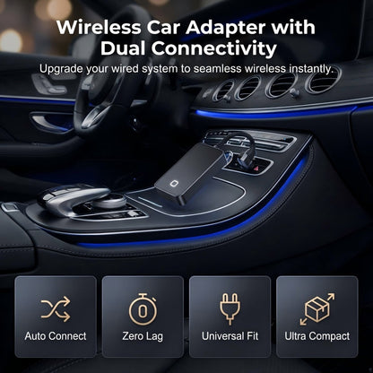 🥳2026 HOT SALE🥳💞50K+ SOLD! 🚗📱 50% OFF! 2-in-1 Wireless Car Adapter – auto-connect, 5GHz fast transmission, braided cable, ultra-compact. No more messy dashboard cables! ✨✅