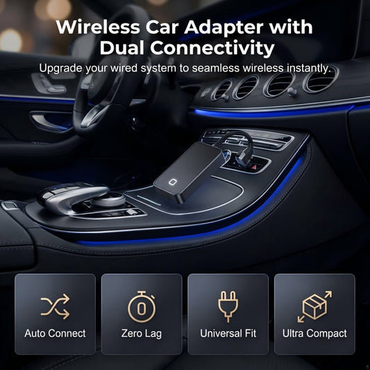 🥳2026 HOT SALE🥳💞50K+ SOLD! 🚗📱 50% OFF! 2-in-1 Wireless Car Adapter – auto-connect, 5GHz fast transmission, braided cable, ultra-compact. No more messy dashboard cables! ✨✅