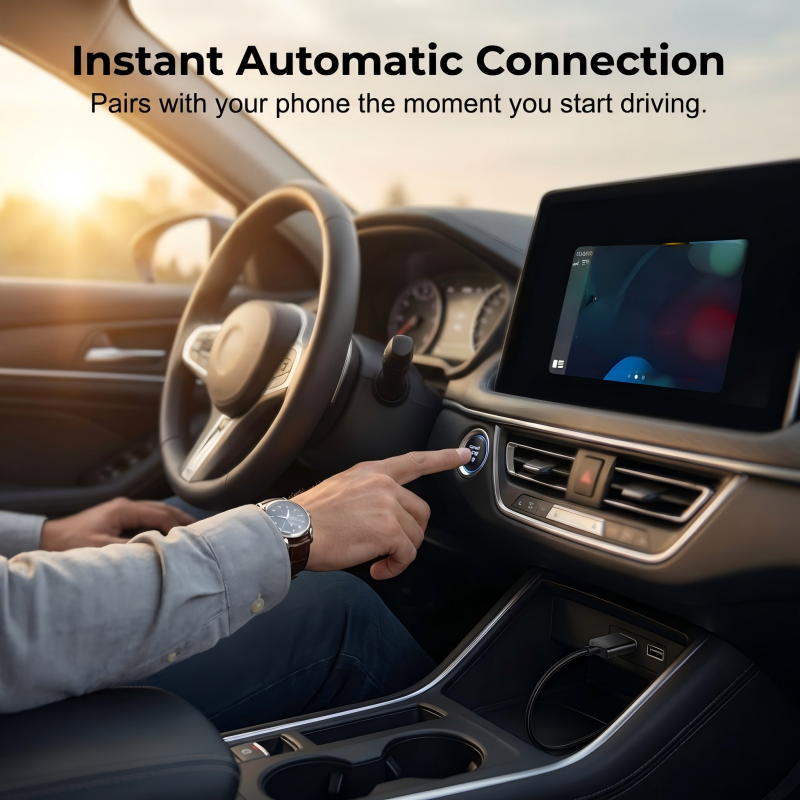 🥳2026 HOT SALE🥳💞50K+ SOLD! 🚗📱 50% OFF! 2-in-1 Wireless Car Adapter – auto-connect, 5GHz fast transmission, braided cable, ultra-compact. No more messy dashboard cables! ✨✅