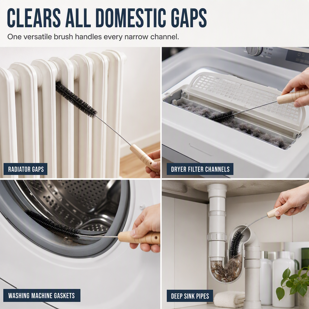 🥳2026 HOT SALE🥳💞50K+ SOLD! 🔧🧹 50% OFF! Long Handle Washing Machine Pipe Cleaning Brush – flexible stainless steel shaft reaches deep gaps, removes lint & dirt. For washer seals, dryer vents & radiators! 🛡️✅