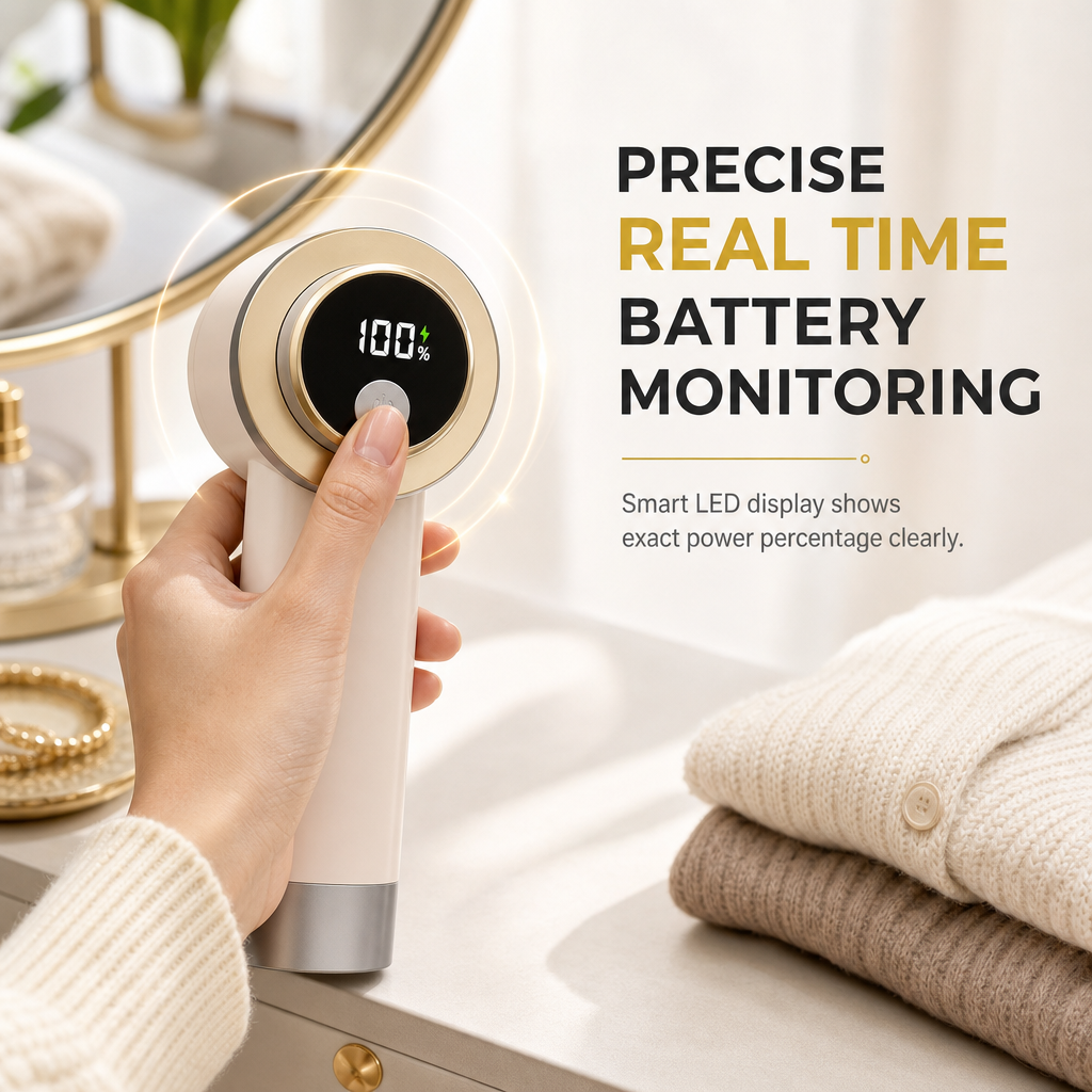 🥳2026 HOT SALE🥳💞50K+ SOLD! 🔋🧵 50% OFF! Rechargeable Fabric Shaver & Lint Remover – digital display, 3 speeds, 6 blades & honeycomb mesh. Renew clothes fast! ✨👕