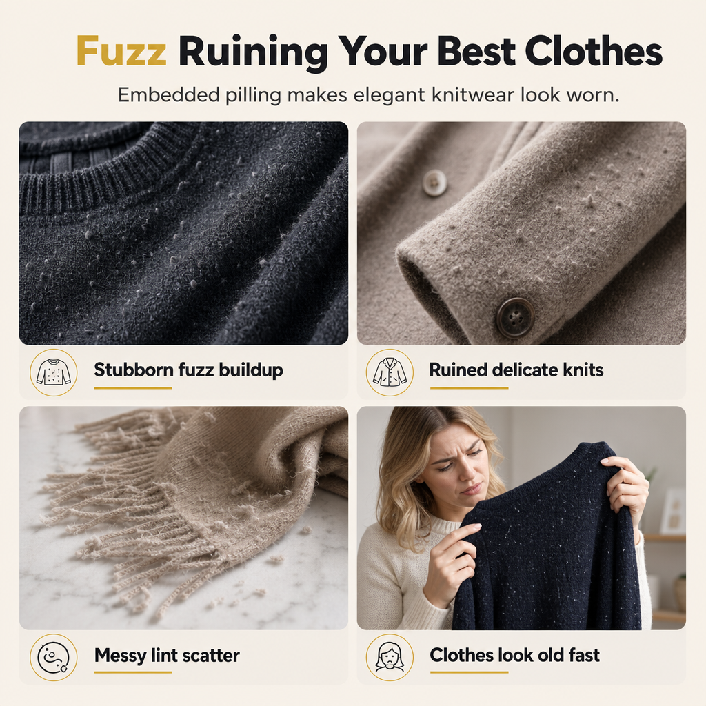 🥳2026 HOT SALE🥳💞50K+ SOLD! 🔋🧵 50% OFF! Rechargeable Fabric Shaver & Lint Remover – digital display, 3 speeds, 6 blades & honeycomb mesh. Renew clothes fast! ✨👕