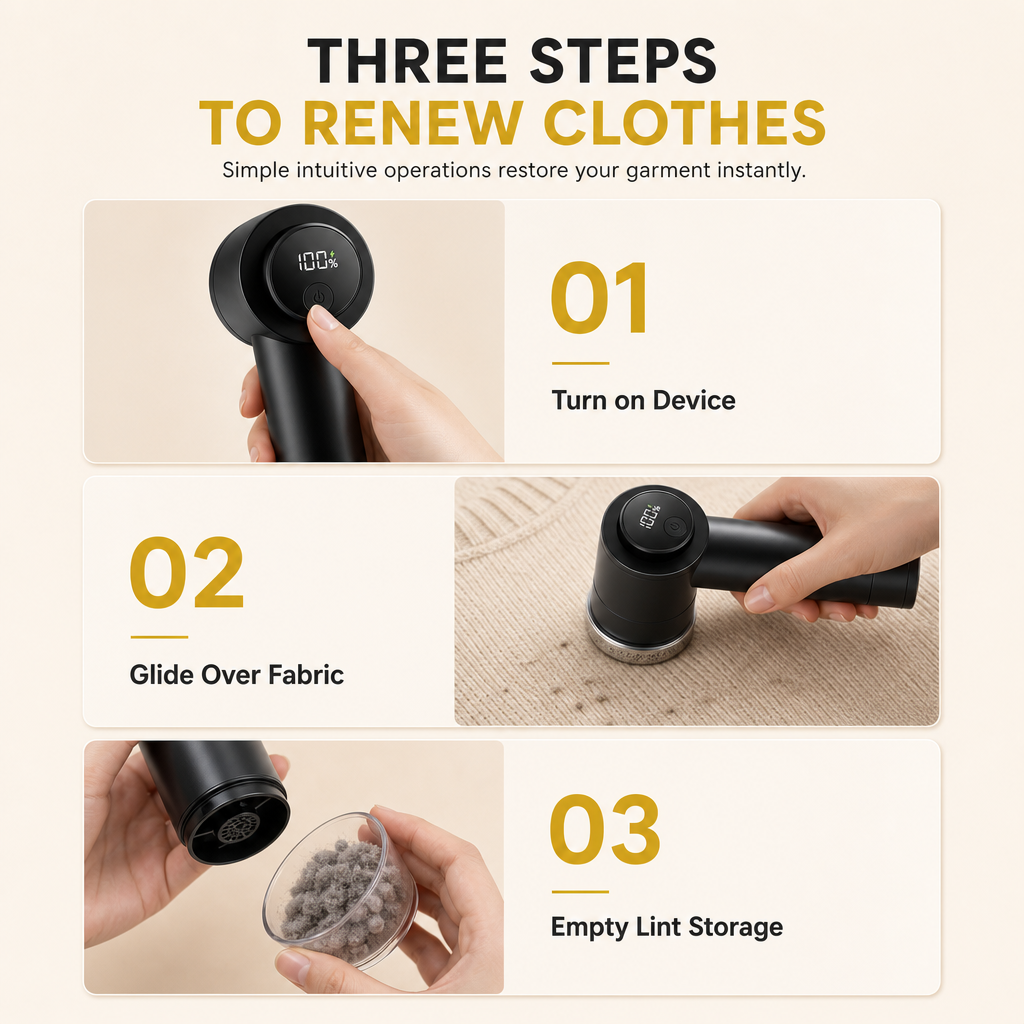 🥳2026 HOT SALE🥳💞50K+ SOLD! 🔋🧵 50% OFF! Rechargeable Fabric Shaver & Lint Remover – digital display, 3 speeds, 6 blades & honeycomb mesh. Renew clothes fast! ✨👕