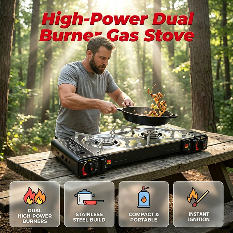 Portable Dual Burner Butane Stove