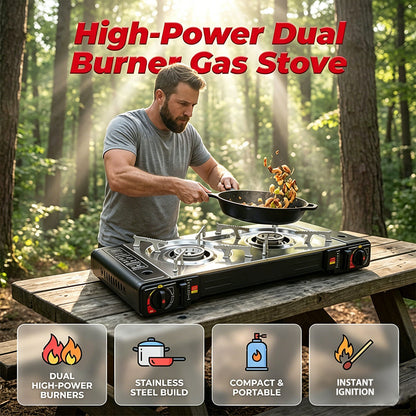Portable Dual Burner Butane Stove