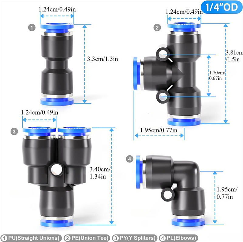 🥳2026 HOT SALE🥳💞50K+ SOLD! 🔧💨 50% OFF! 1/4" Pneumatic Fittings Kit – push-to-connect, 360° swivel, no tools needed. Durable nylon for air hose & compressor. 40/60 pcs! 🛠️✅