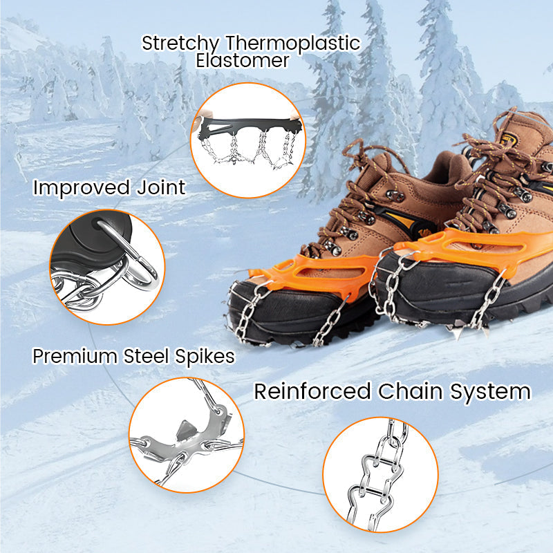 🥳2026 HOT SALE🥳💞50K+ SOLD! 🥾❄️ 50% OFF! Anti-Slip Crampons for Shoes & Boots – ice grips with spikes for hiking, walking & winter traction. Stay safe on snow & ice! 🏔️🛡️