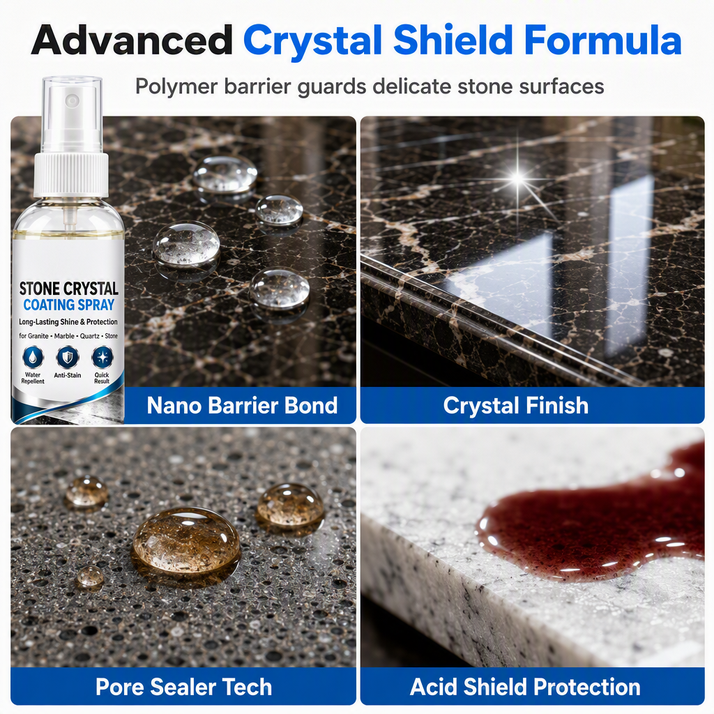 🥳2026 HOT SALE🥳💞50K+ SOLD! ✨🪨 50% OFF! Stone Nanocrystal Plating Spray – restores shine, seals & protects marble, granite & quartz. Water-repellent, easy 3-step application! 🛡️💎