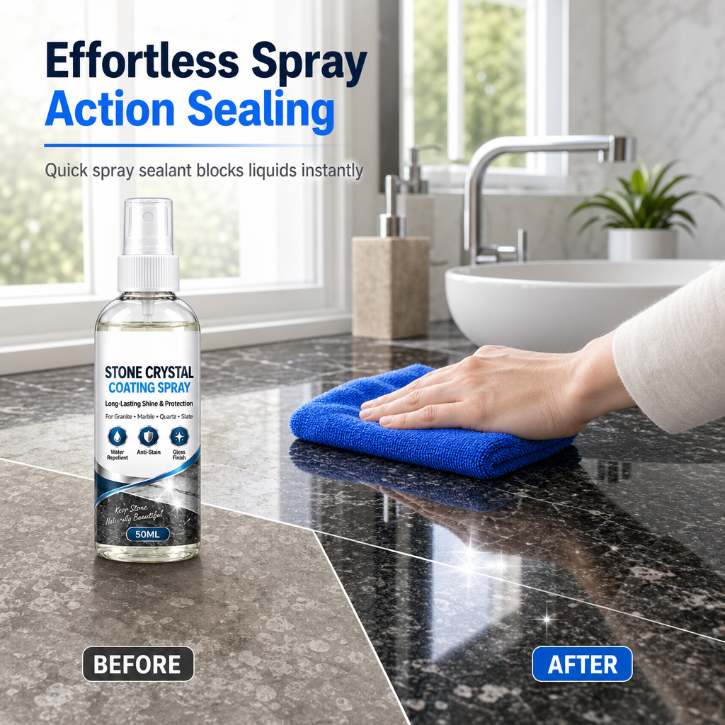 🥳2026 HOT SALE🥳💞50K+ SOLD! ✨🪨 50% OFF! Stone Nanocrystal Plating Spray – restores shine, seals & protects marble, granite & quartz. Water-repellent, easy 3-step application! 🛡️💎