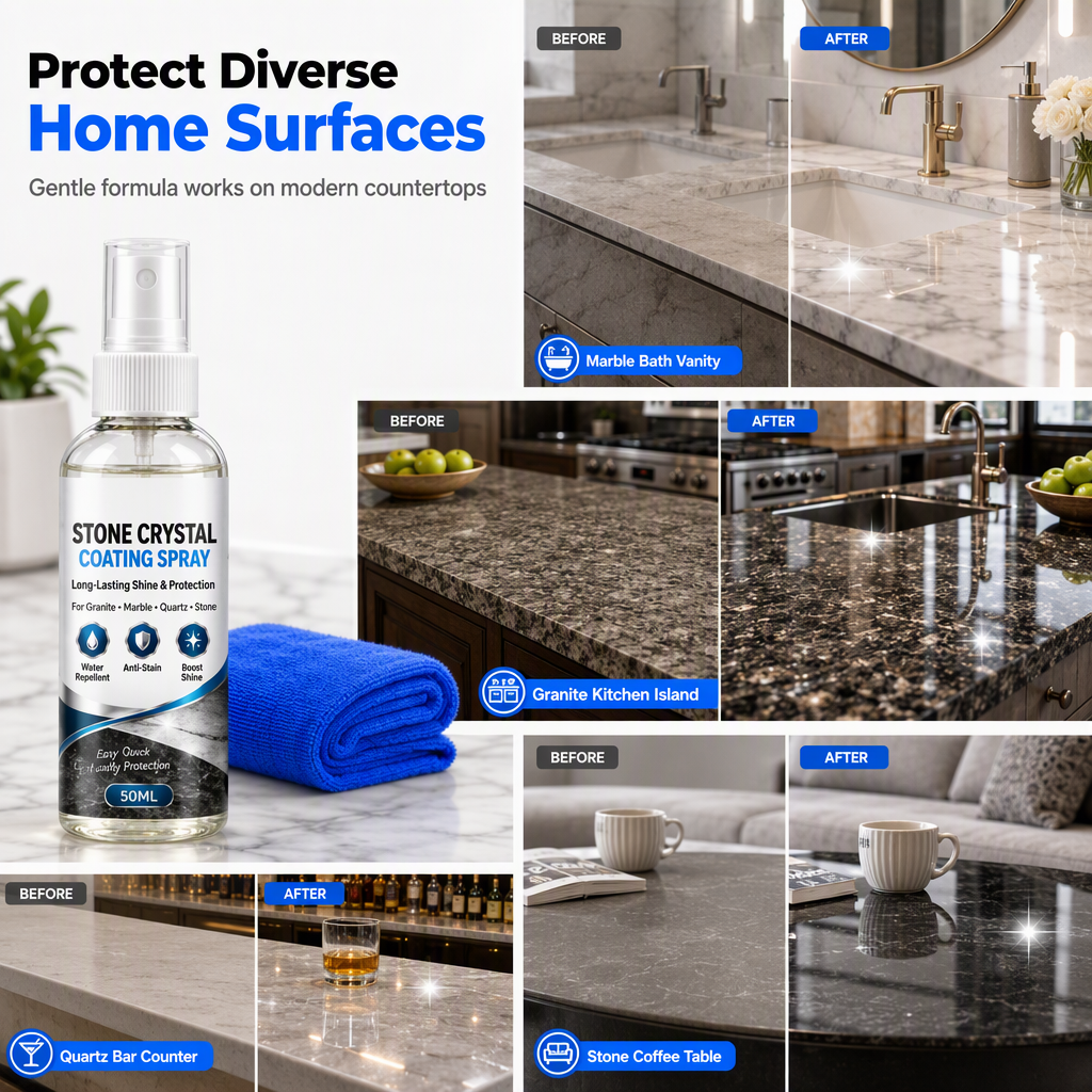 🥳2026 HOT SALE🥳💞50K+ SOLD! ✨🪨 50% OFF! Stone Nanocrystal Plating Spray – restores shine, seals & protects marble, granite & quartz. Water-repellent, easy 3-step application! 🛡️💎