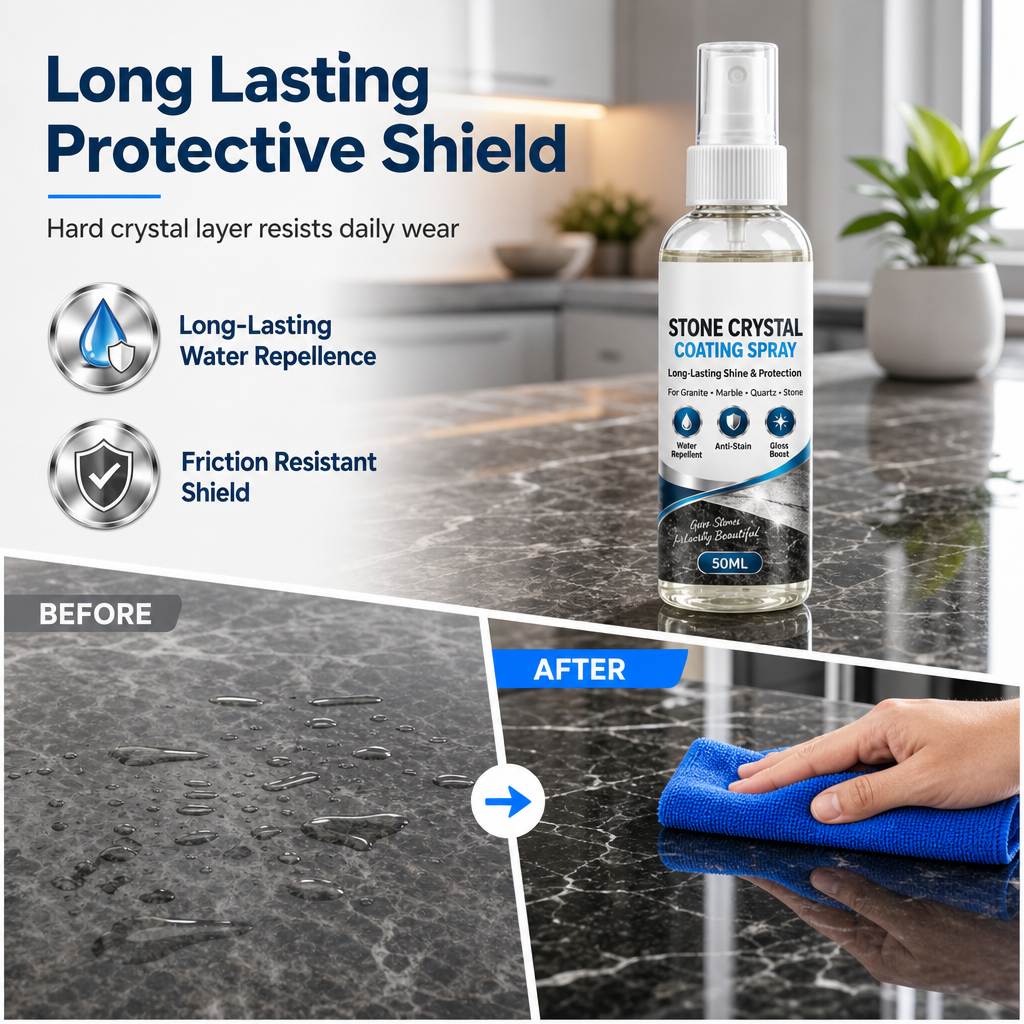🥳2026 HOT SALE🥳💞50K+ SOLD! ✨🪨 50% OFF! Stone Nanocrystal Plating Spray – restores shine, seals & protects marble, granite & quartz. Water-repellent, easy 3-step application! 🛡️💎