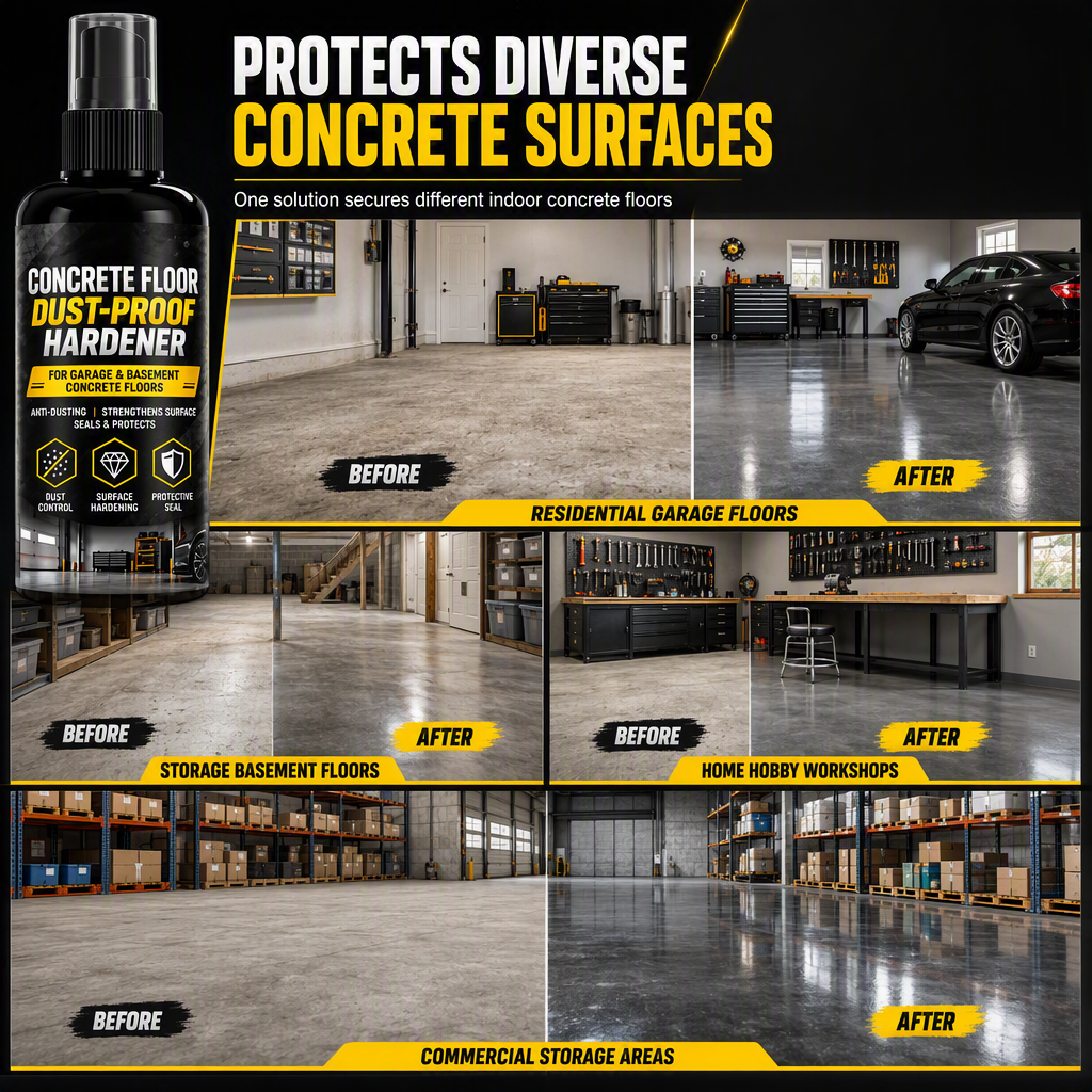 🥳2026 HOT SALE🥳💞50K+ SOLD! 🏠🧱 50% OFF! Garage Cement Floor Dusting Hardener – seals & hardens concrete, stops dust for good. Simple 3-step application! 🛡️💪