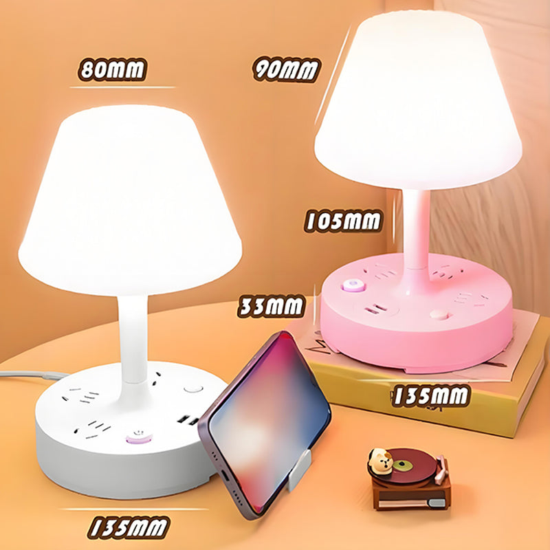 🥳2026 HOT SALE🥳💞50K+ SOLD! 💡🔌 50% OFF! Table Lamp with USB Port & Outlet – 3 light modes, 2 USB ports, AC outlet & phone holder. Charge & light up your desk! 🛡️✅