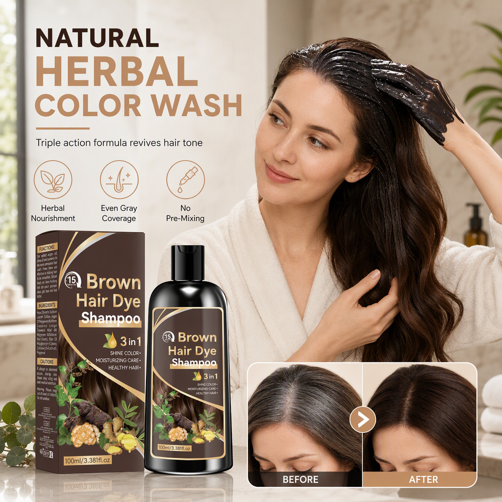 🥳2026 HOT SALE🥳💞50K+ SOLD! 🧴✨ 50% OFF! Hair Dye Shampoo – herbal ginger & ginseng, 15-min salon color, easy wet application. Covers gray, 3 shades! 💇‍♀️💚