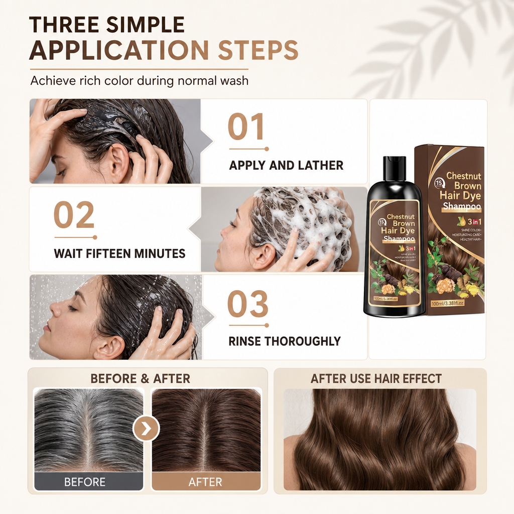 🥳2026 HOT SALE🥳💞50K+ SOLD! 🧴✨ 50% OFF! Hair Dye Shampoo – herbal ginger & ginseng, 15-min salon color, easy wet application. Covers gray, 3 shades! 💇‍♀️💚