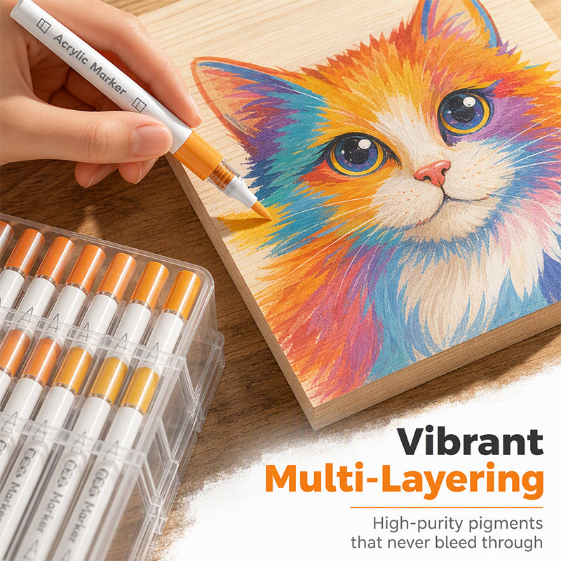 🥳2026 HOT SALE🥳💞50K+ SOLD! 🎨✨ 50% OFF! Soft Brush Tip Acrylic Markers – smooth ink flow, vibrant colors & dual-line control. Works on glass, plastic & cardstock. Ideal for crafts! 🛡️✅