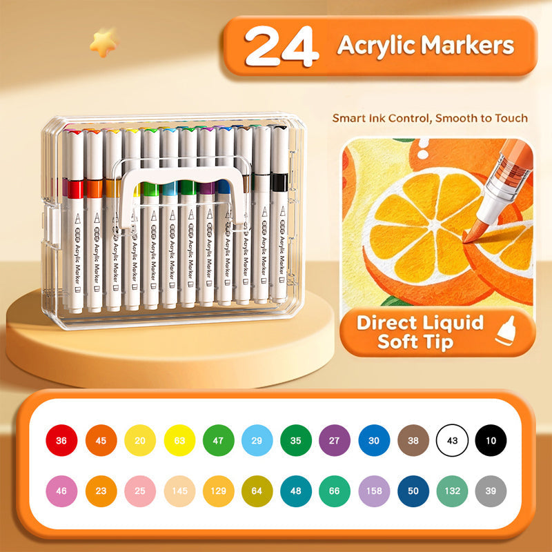🥳2026 HOT SALE🥳💞50K+ SOLD! 🎨✨ 50% OFF! Soft Brush Tip Acrylic Markers – smooth ink flow, vibrant colors & dual-line control. Works on glass, plastic & cardstock. Ideal for crafts! 🛡️✅
