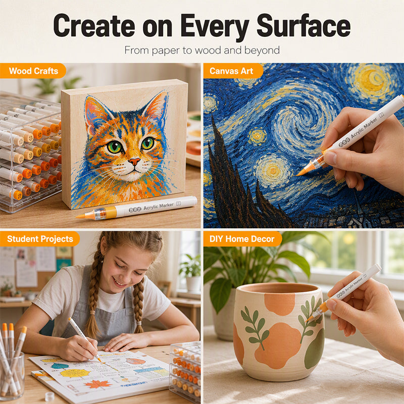 🥳2026 HOT SALE🥳💞50K+ SOLD! 🎨✨ 50% OFF! Soft Brush Tip Acrylic Markers – smooth ink flow, vibrant colors & dual-line control. Works on glass, plastic & cardstock. Ideal for crafts! 🛡️✅